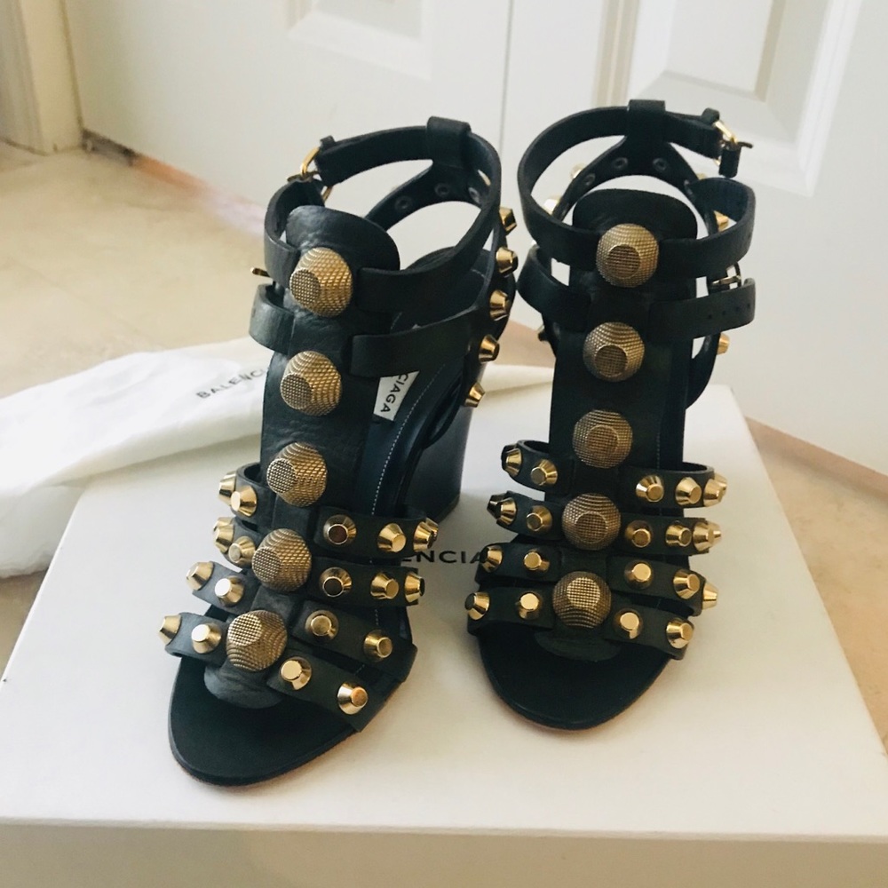 NEVER WORN Balenciaga Arena Wedge Green/Gold